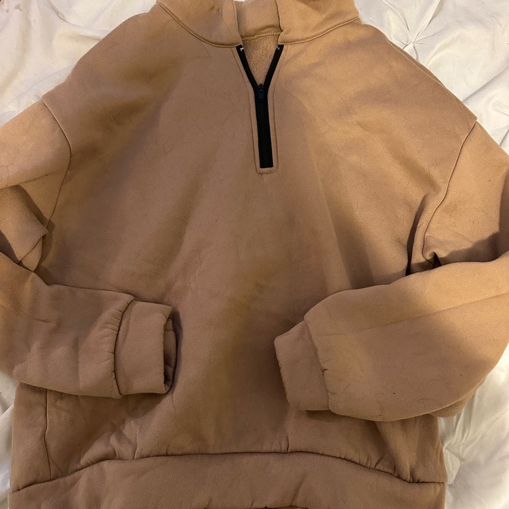 Tan Quarter-Zip Pullover